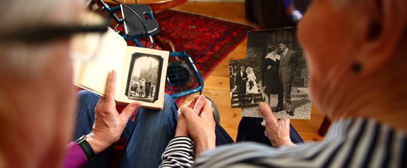 Couple looking at photos